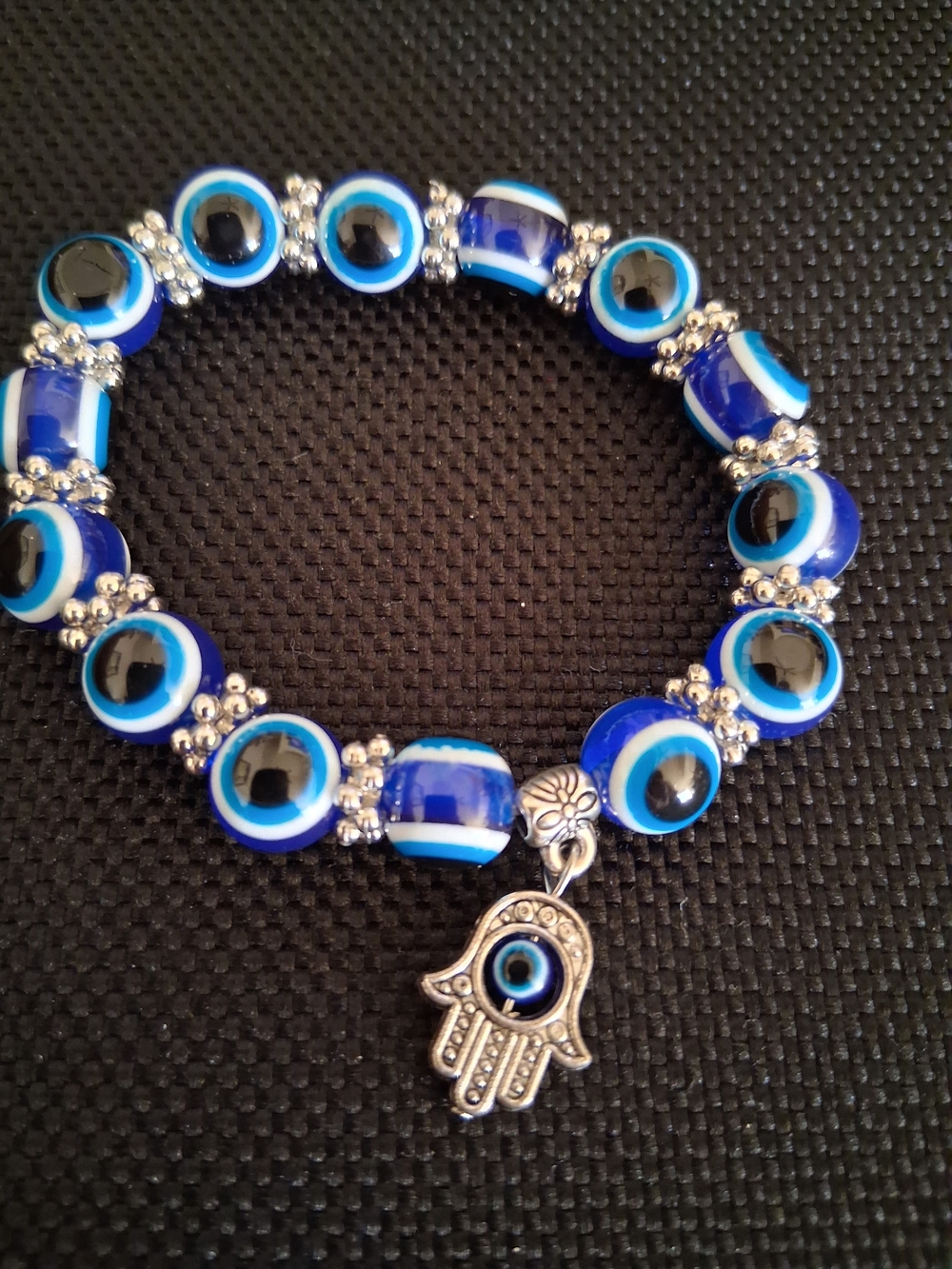 Petite Blue Evil Eye Hamsa Beaded Bracelet